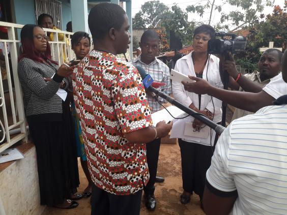 Dr. Gilbert Kuepouo being interviewed by national media