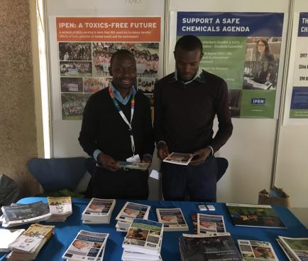 Griffins Ochieng and Fredrick Onyango from CEJAD, Kenya at the IPEN booth (Photo by Sara Brosché)