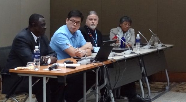 Panelists at the side event, from left to right: Peter Ayuk Enoh, Richard Gutierrez, Lee Bell and Yuyun Ismawati