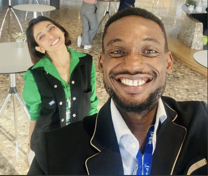 An image of Sonia Buftheim and Stanley Okwara smiling at camera