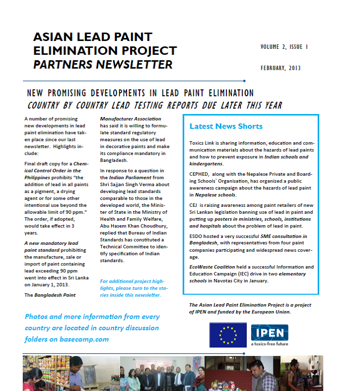 Feb. 2013 Asia Lead Paint newsletter cover