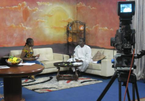 Gilbert Kuepouo, Director of CREPD, being interviewed on "Bonjour" television program