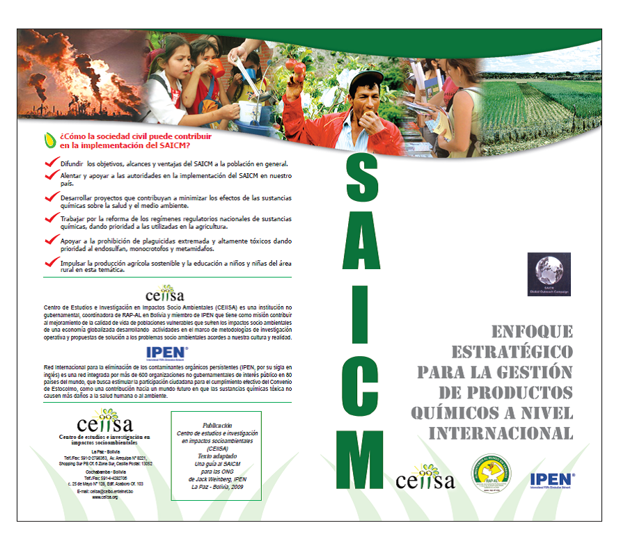 Cover of a brochure about SAICM that CEIISA produced