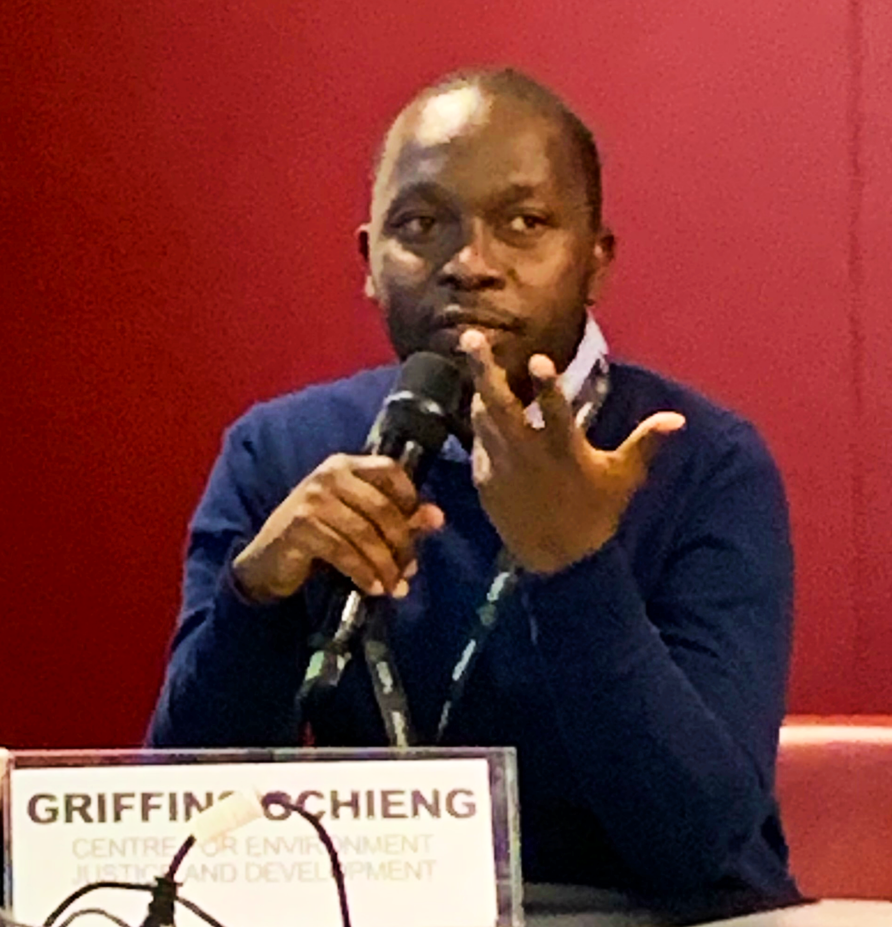IPEN Steering Committee member Griffins Oohing of Kenya speaking at an IPEN meeting at BRS 2022