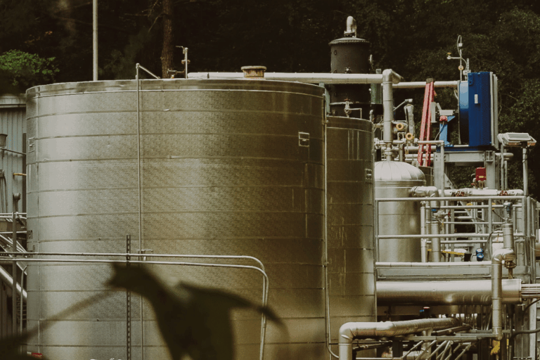 chemical recycling plant at night